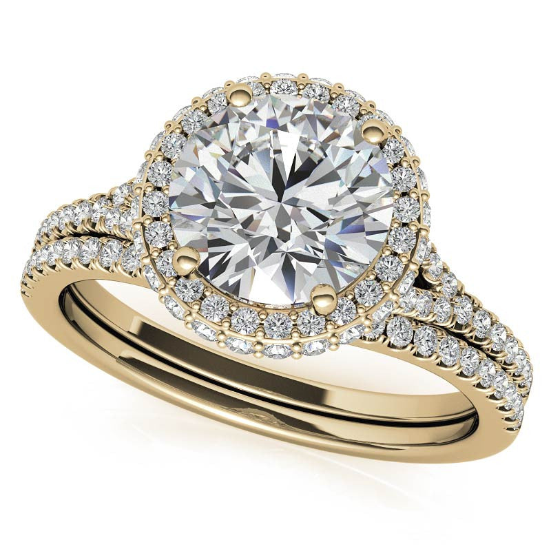 Cathedral Halo & Side Halo Oval Moissanite Engagement Ring