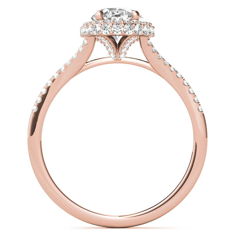 Cathedral Halo & Side Halo Oval Moissanite Eng Ring