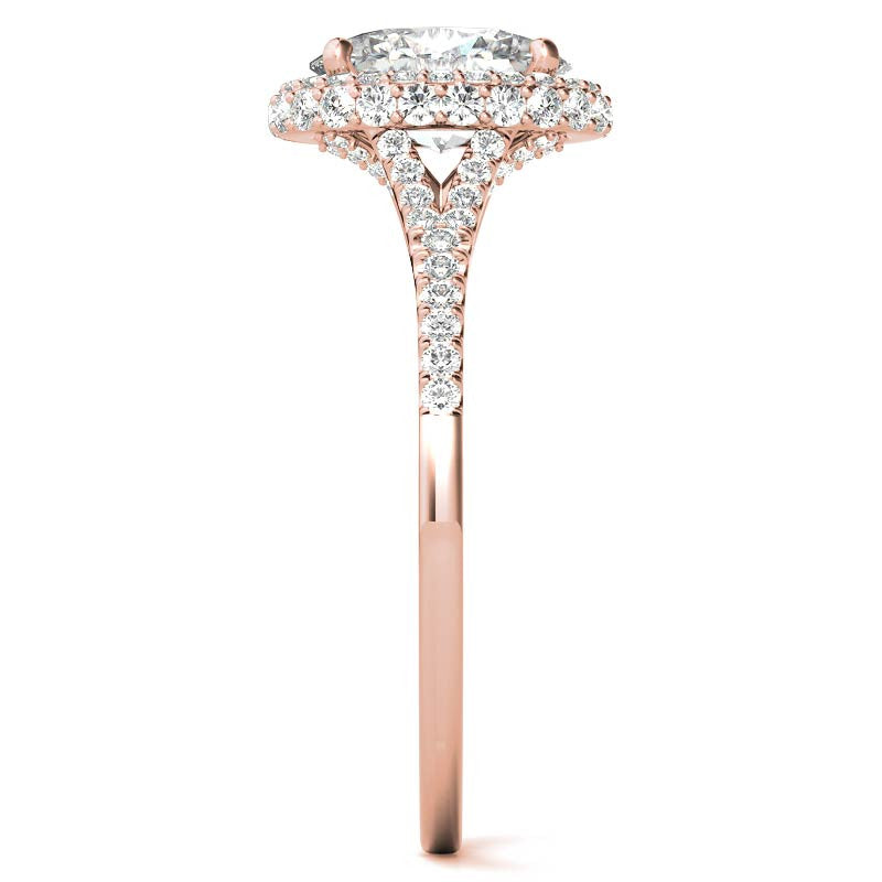 Cathedral Halo & Side Halo Oval Moissanite Eng Ring