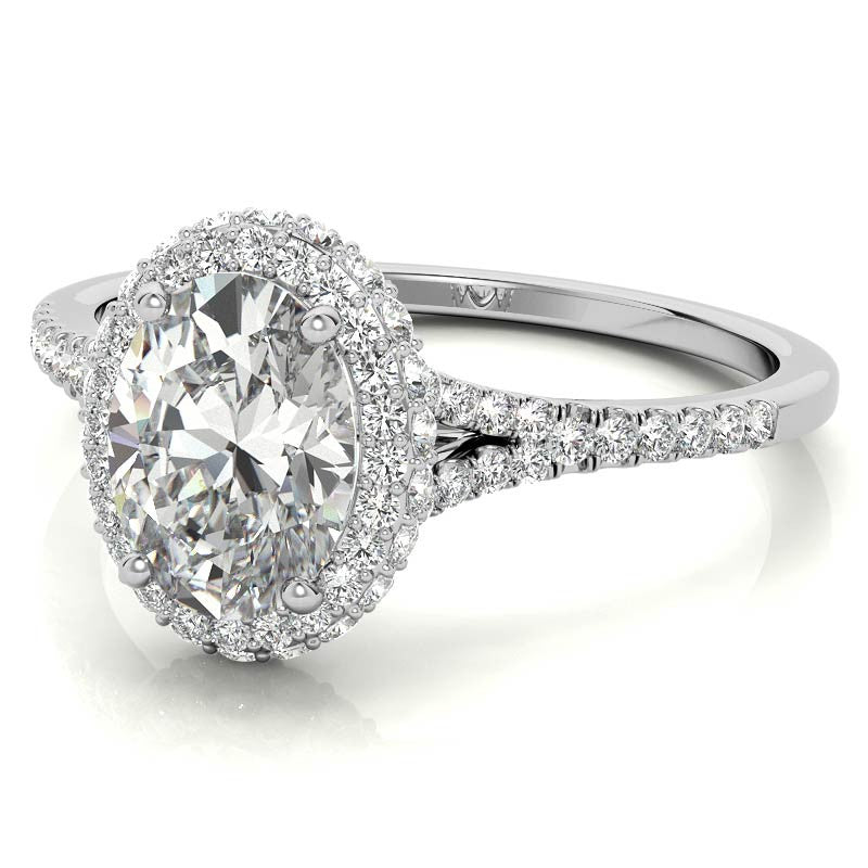 Cathedral Halo & Side Halo Oval Moissanite Eng Ring