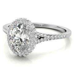 Cathedral Halo & Side Halo Oval Moissanite Eng Ring