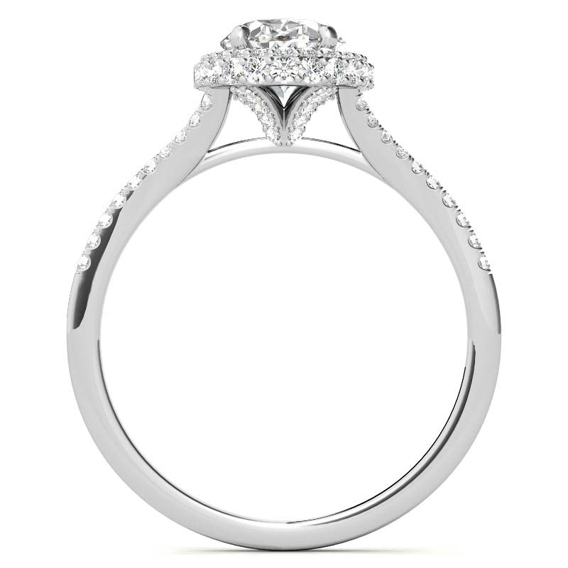 Cathedral Halo & Side Halo Oval Moissanite Eng Ring