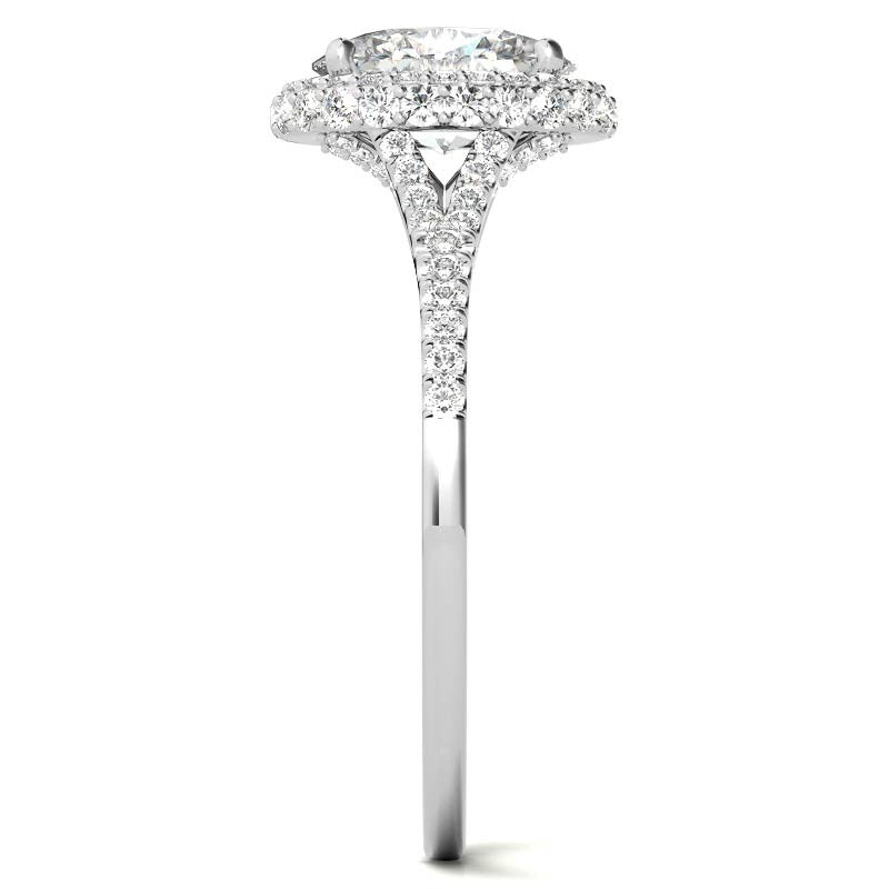 Cathedral Halo & Side Halo Oval Moissanite Eng Ring