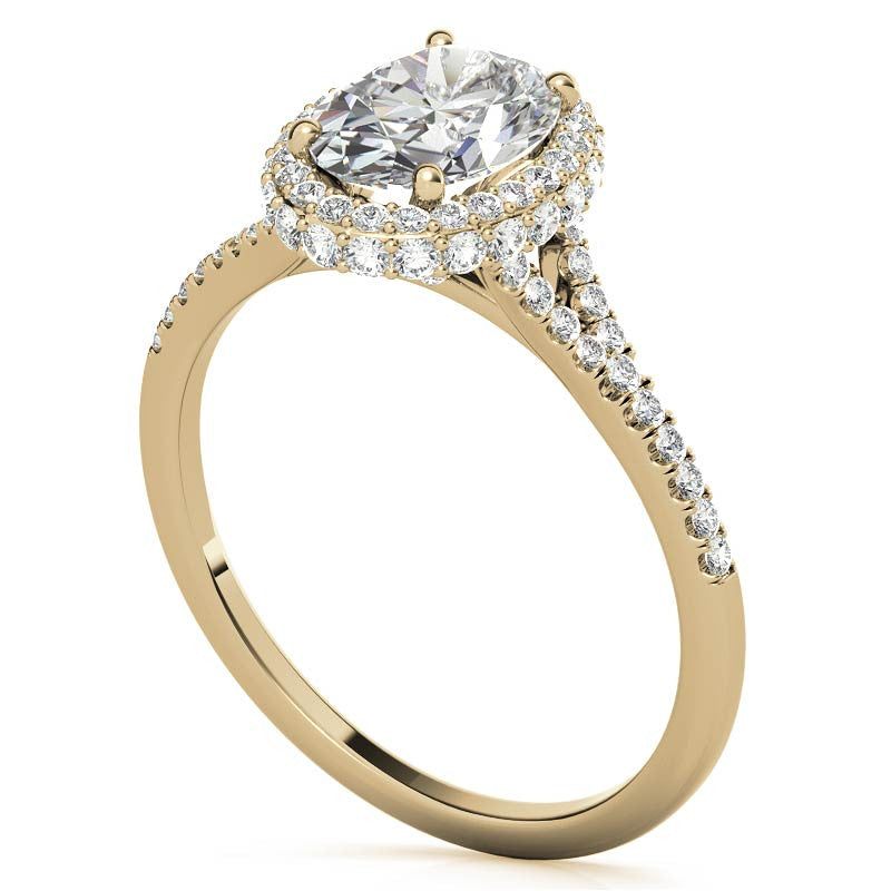 Cathedral Halo & Side Halo Oval Moissanite Eng Ring