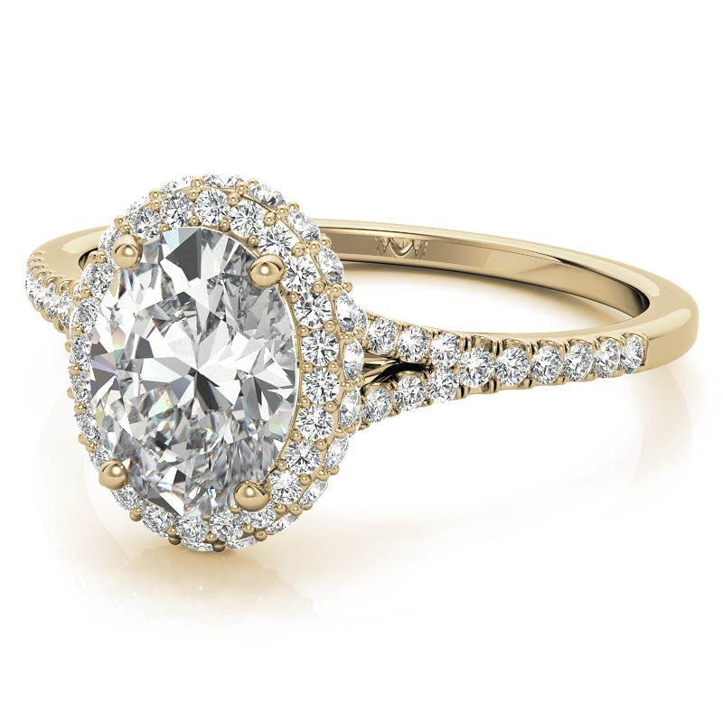 Cathedral Halo & Side Halo Oval Moissanite Eng Ring