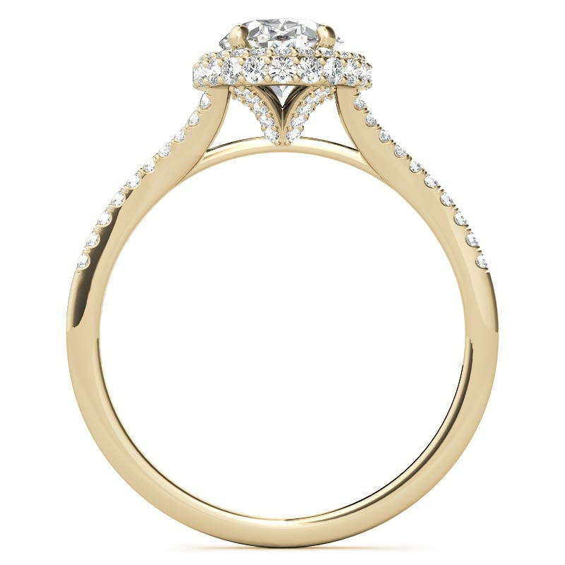 Cathedral Halo & Side Halo Oval Moissanite Eng Ring