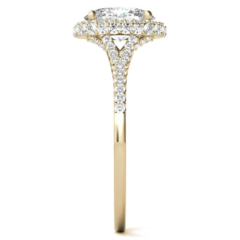 Cathedral Halo & Side Halo Oval Moissanite Eng Ring