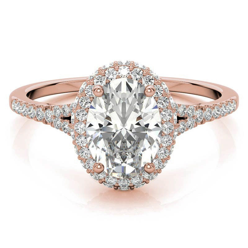 Cathedral Halo & Side Halo Oval Moissanite Eng Ring