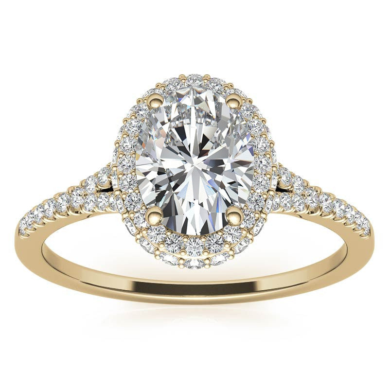 Cathedral Halo & Side Halo Oval Moissanite Eng Ring