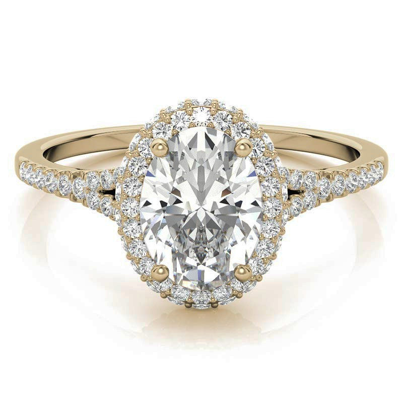 Cathedral Halo & Side Halo Oval Moissanite Eng Ring