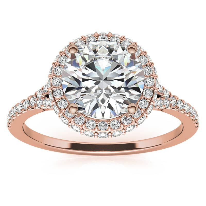 Cathedral Halo & Side Halo Oval Moissanite Engagement Ring