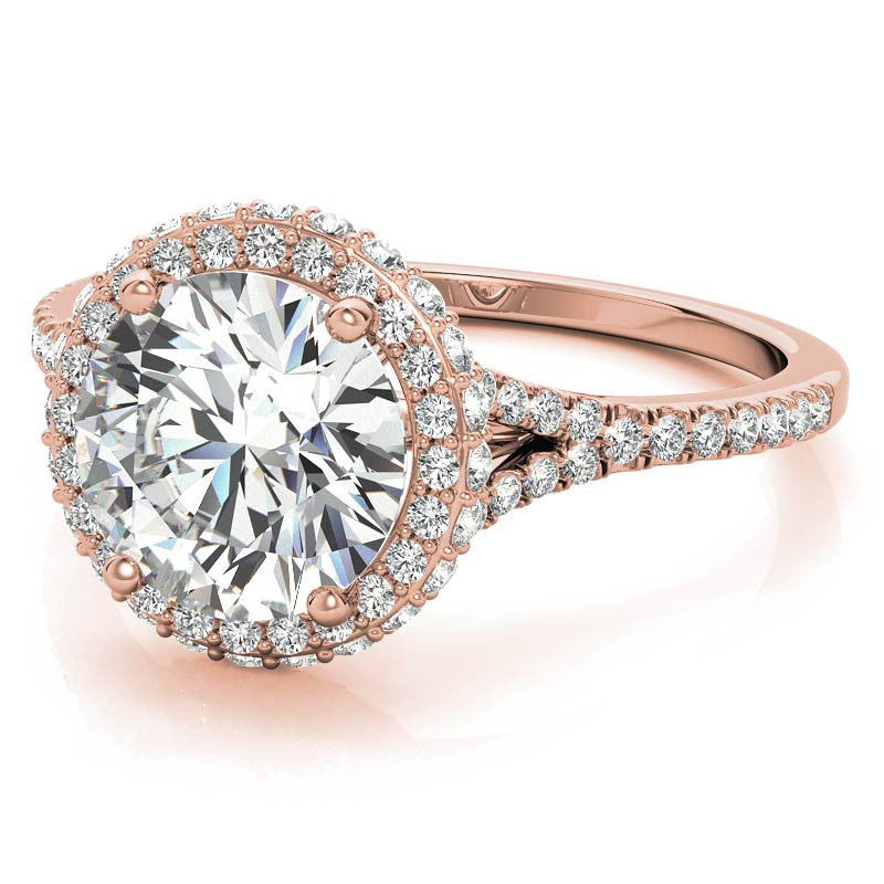 Cathedral Halo & Side Halo Oval Moissanite Engagement Ring