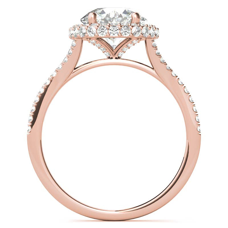 Cathedral Halo & Side Halo Oval Moissanite Engagement Ring