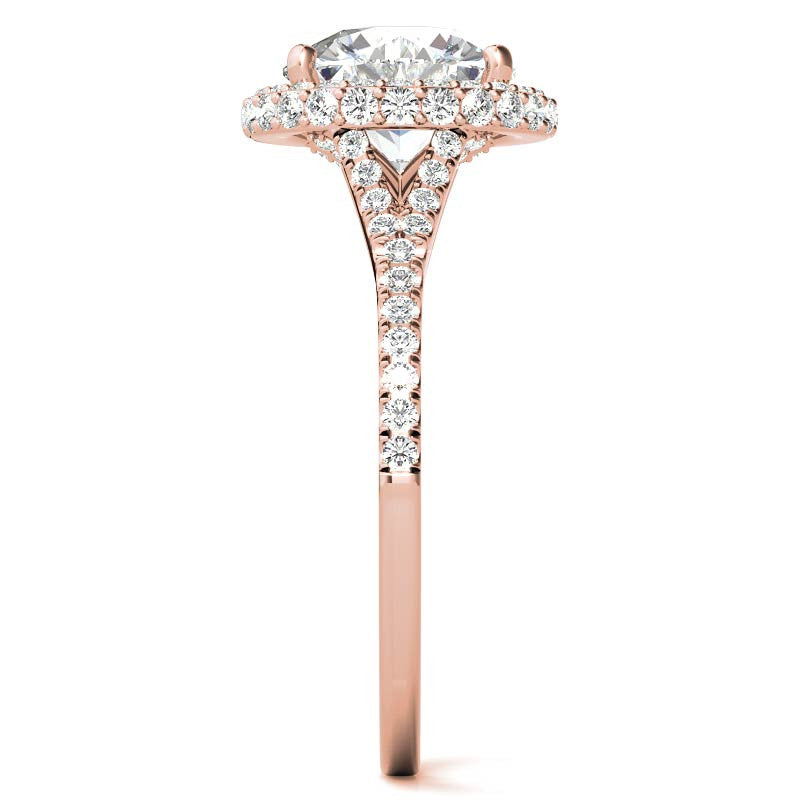 Cathedral Halo & Side Halo Oval Moissanite Engagement Ring