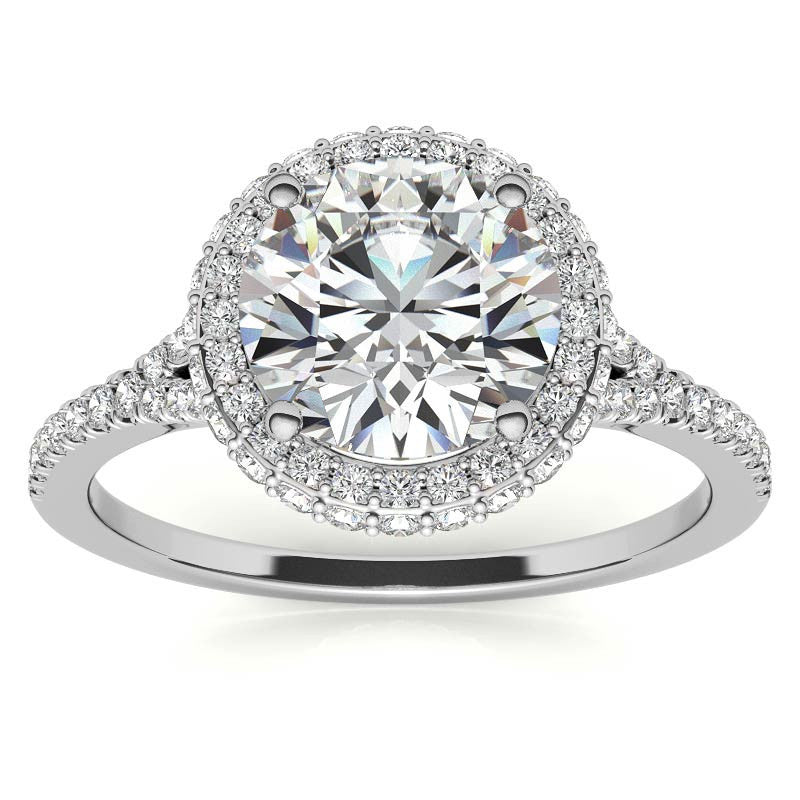 Cathedral Halo & Side Halo Oval Moissanite Engagement Ring
