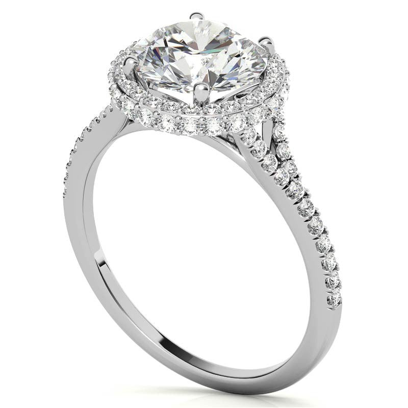 Cathedral Halo & Side Halo Oval Moissanite Engagement Ring