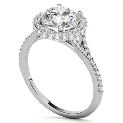 Cathedral Halo & Side Halo Oval Moissanite Engagement Ring