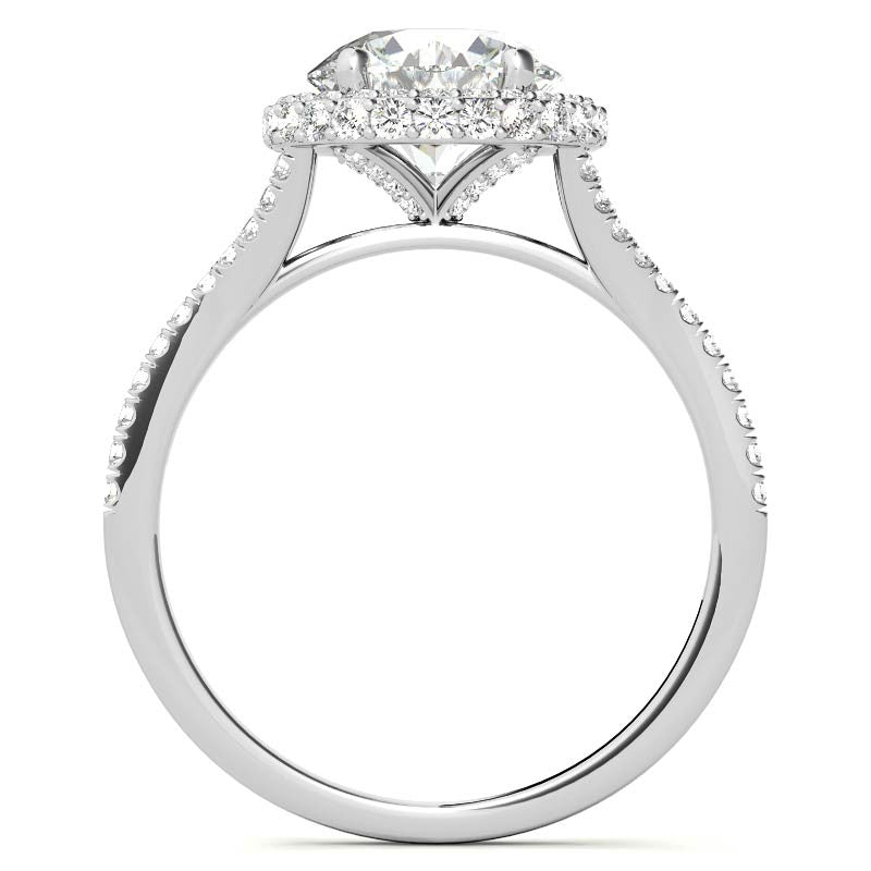 Cathedral Halo & Side Halo Oval Moissanite Engagement Ring