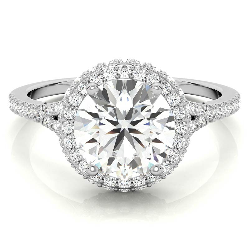 Cathedral Halo & Side Halo Oval Moissanite Engagement Ring