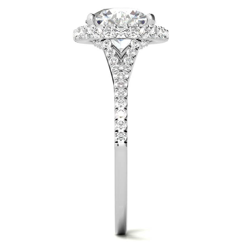 Cathedral Halo & Side Halo Oval Moissanite Engagement Ring