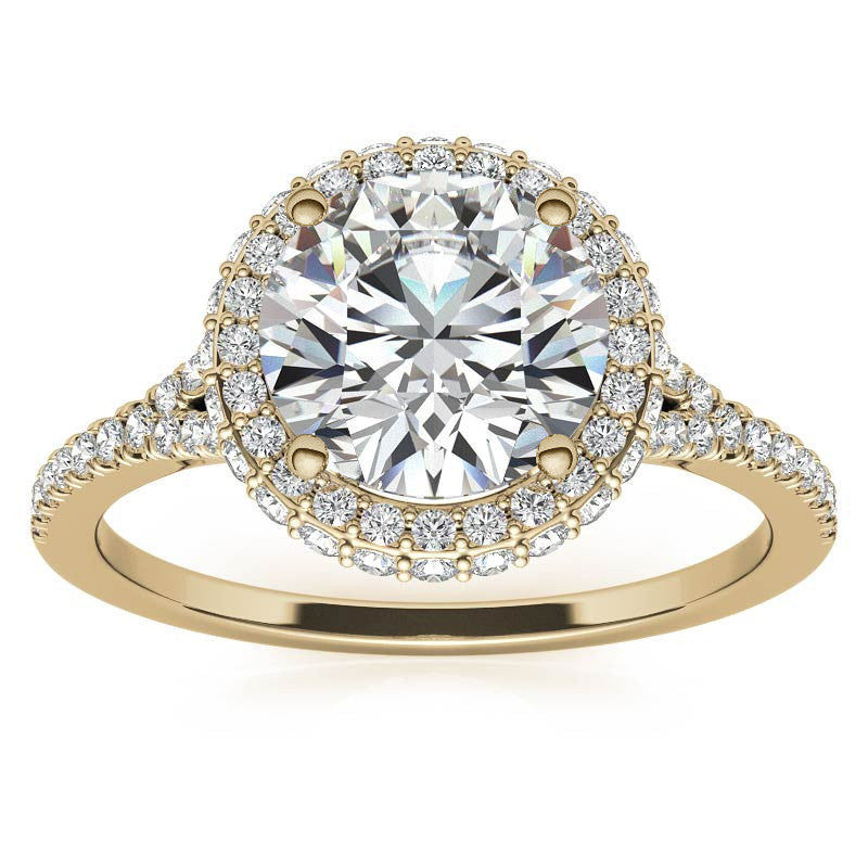 Cathedral Halo & Side Halo Oval Moissanite Engagement Ring