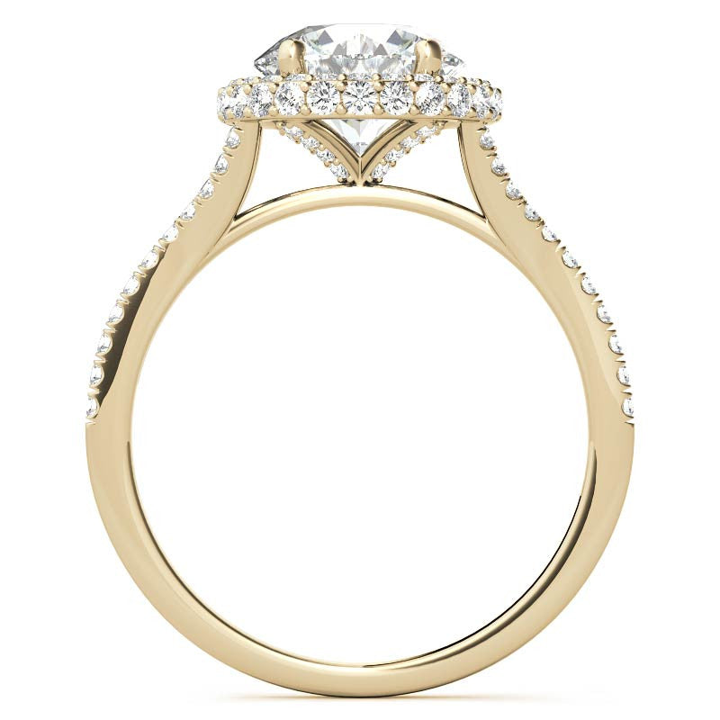 Cathedral Halo & Side Halo Oval Moissanite Engagement Ring
