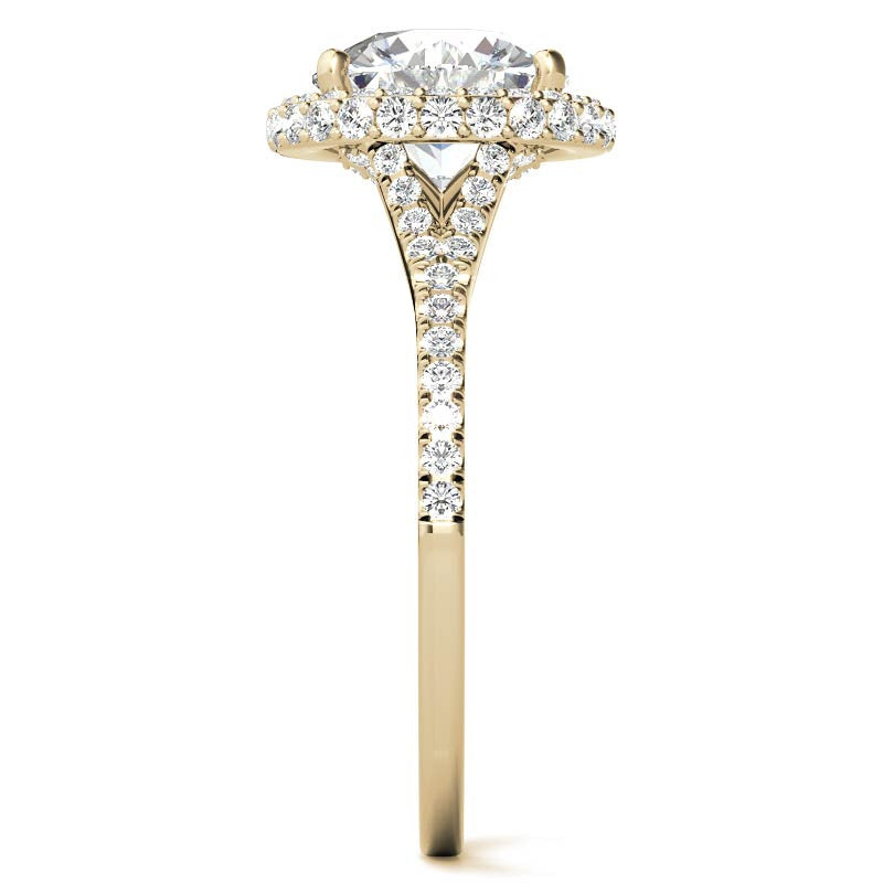 Cathedral Halo & Side Halo Oval Moissanite Engagement Ring
