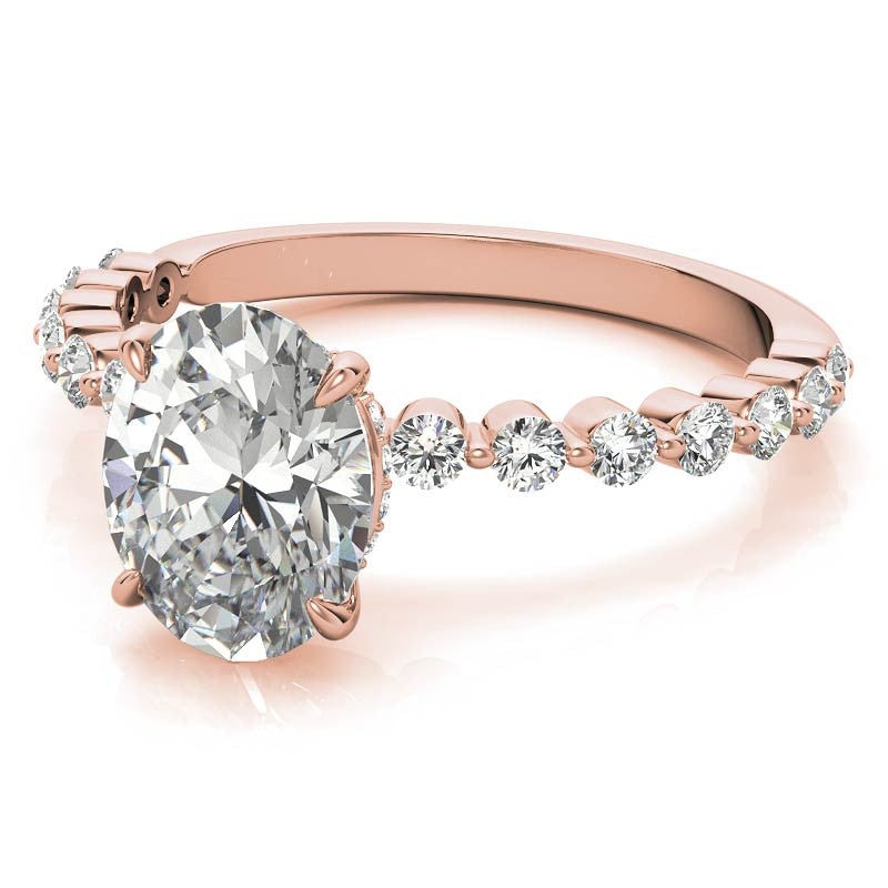 Oval Moissanite and Diamond Band Engagement Ring