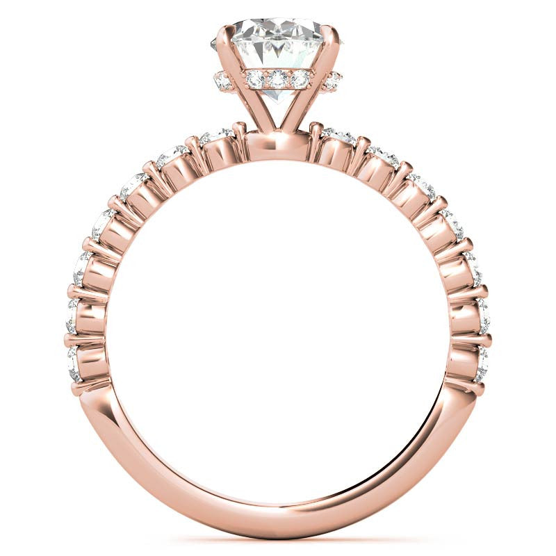 Oval Moissanite and Diamond Band Engagement Ring