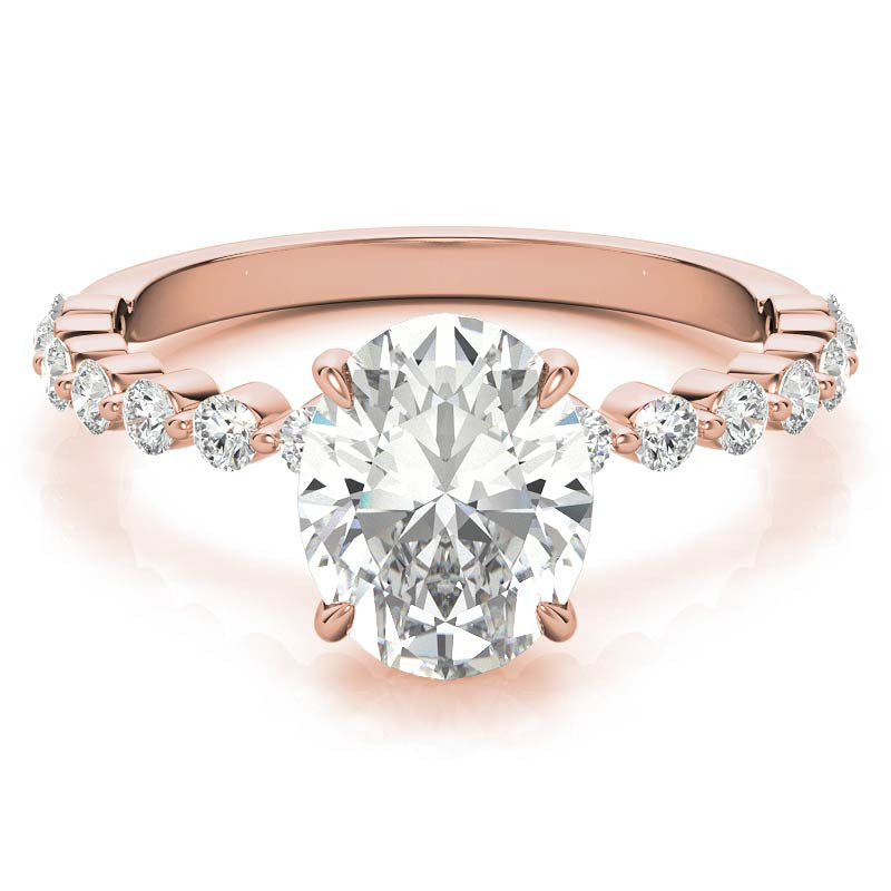 Oval Moissanite and Diamond Band Engagement Ring