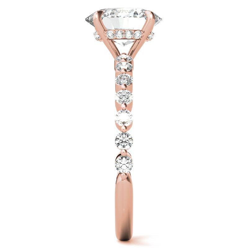 Oval Moissanite and Diamond Band Engagement Ring