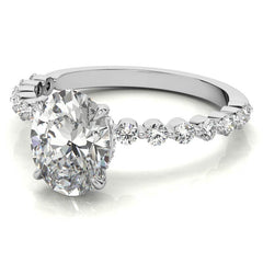 Oval Moissanite and Diamond Band Engagement Ring