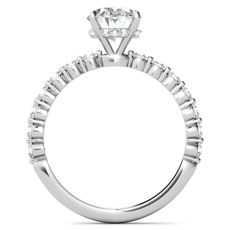 Oval Moissanite and Diamond Band Engagement Ring