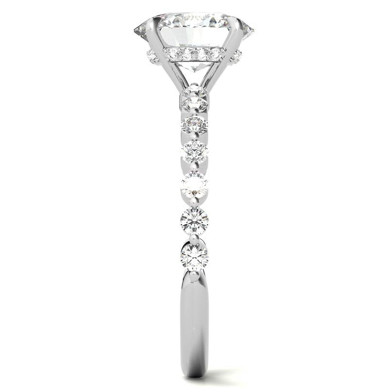 Oval Moissanite and Diamond Band Engagement Ring