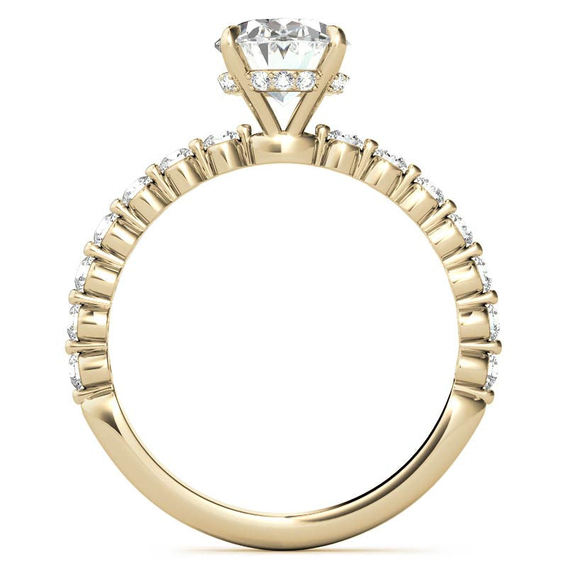 Oval Moissanite and Diamond Band Engagement Ring