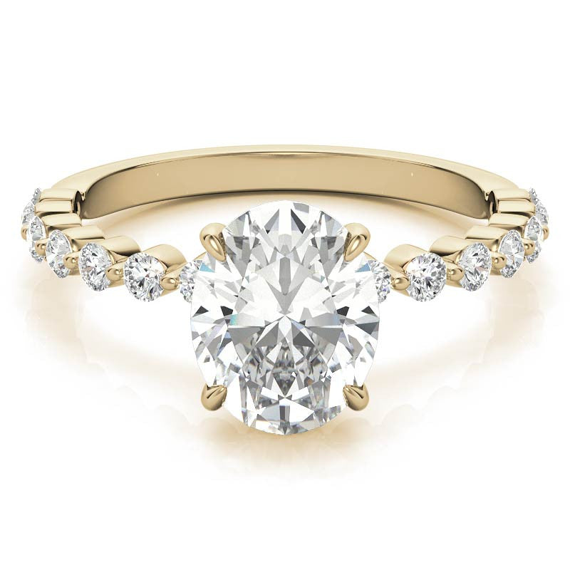 Oval Moissanite and Diamond Band Engagement Ring