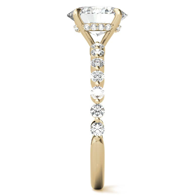 Oval Moissanite and Diamond Band Engagement Ring