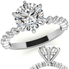Single Prong Diamond Band & Moissanite Engagement Ring