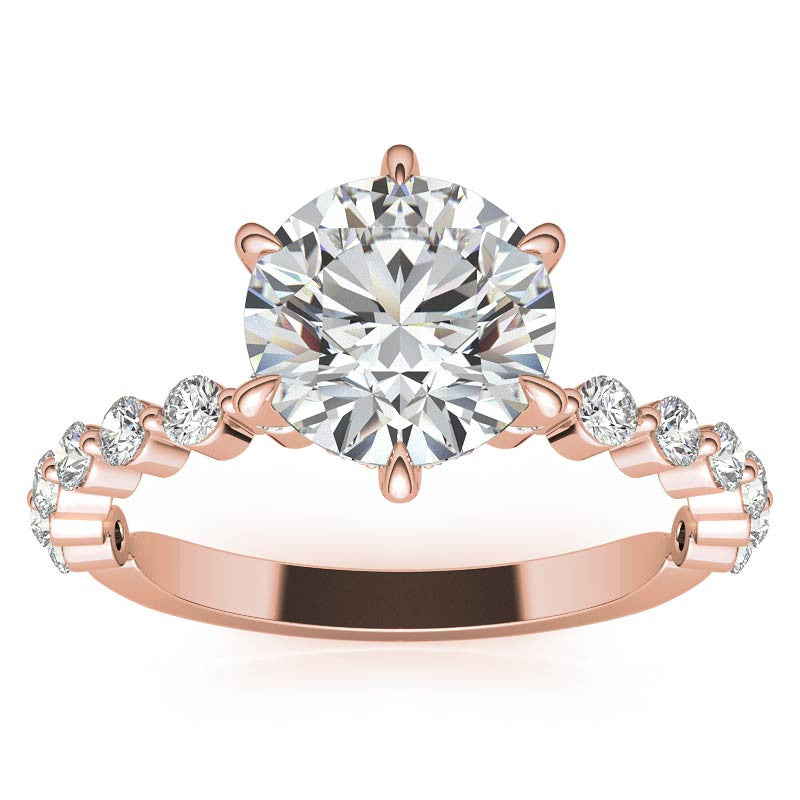 Single Prong Diamond Band & Moissanite Engagement Ring