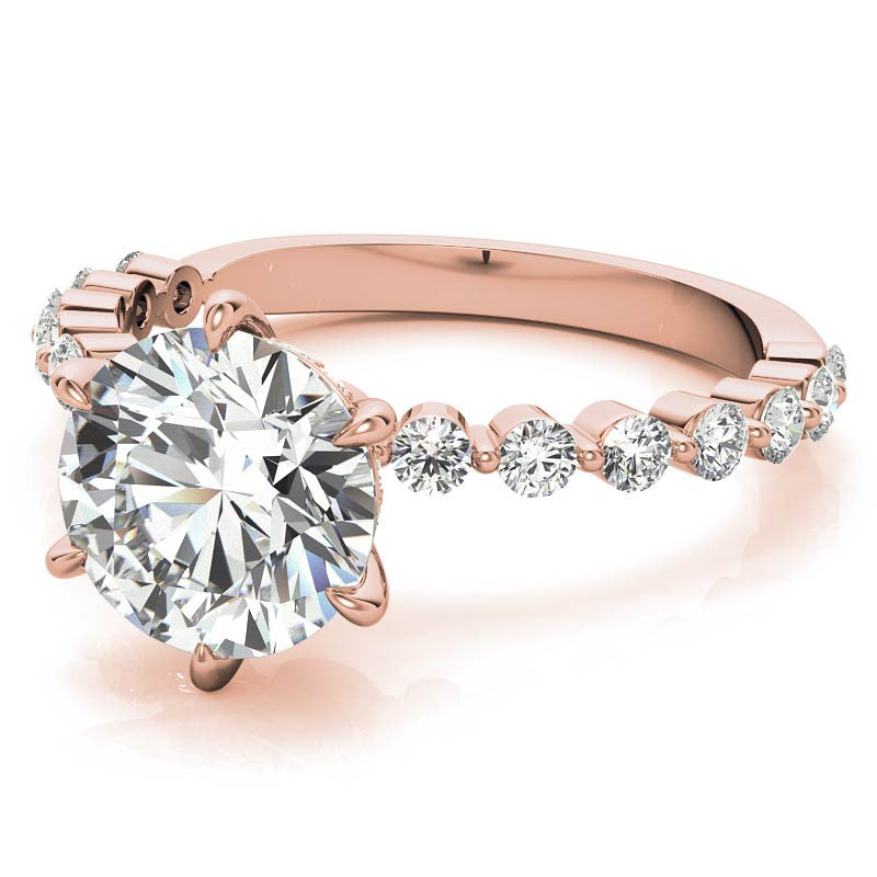 Single Prong Diamond Band & Moissanite Engagement Ring