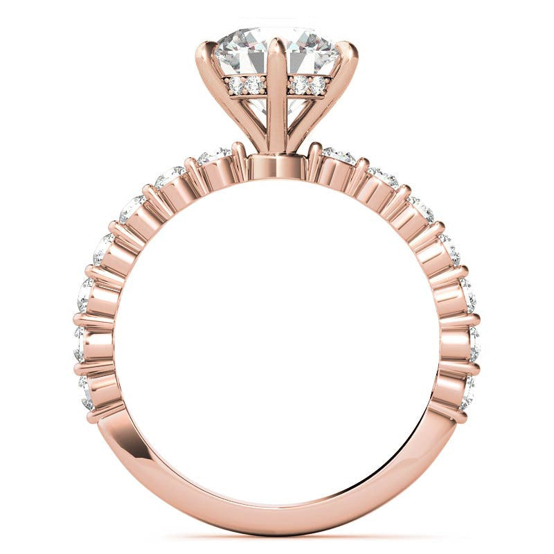 Single Prong Diamond Band & Moissanite Engagement Ring