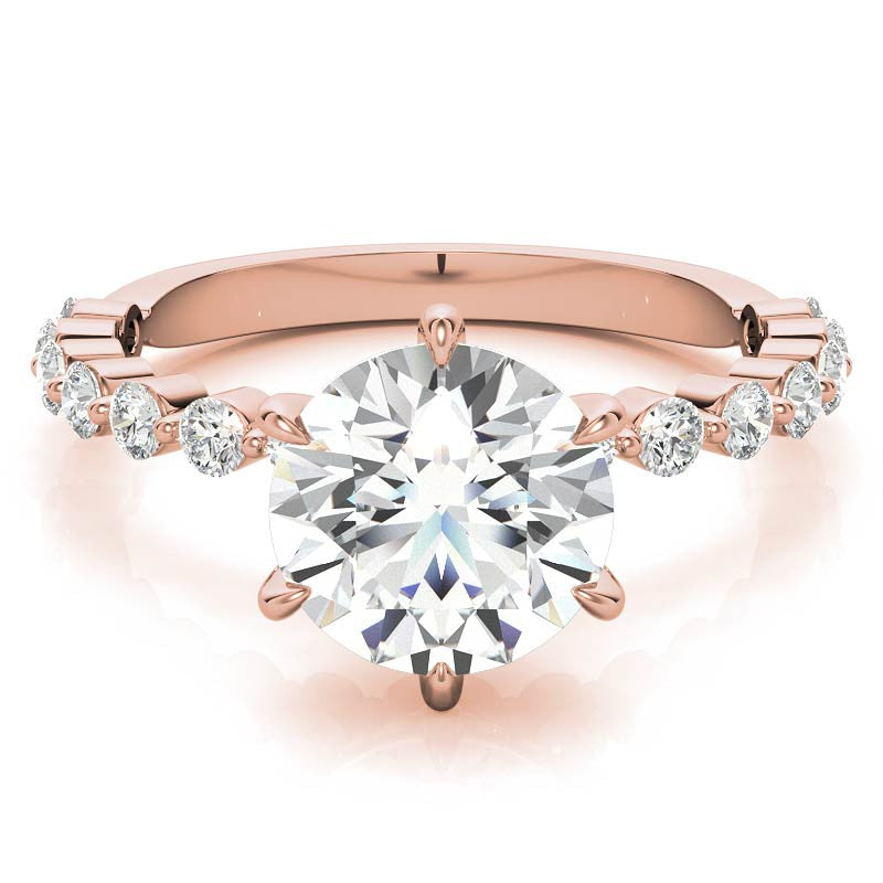 Single Prong Diamond Band & Moissanite Engagement Ring