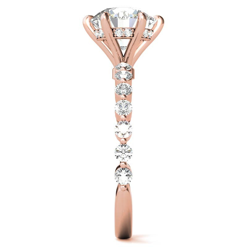 Single Prong Diamond Band & Moissanite Engagement Ring
