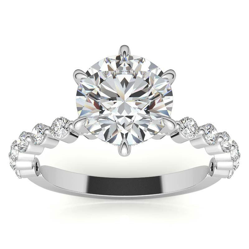 Single Prong Diamond Band & Moissanite Engagement Ring