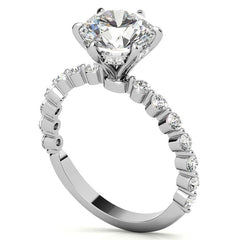 Single Prong Diamond Band & Moissanite Engagement Ring