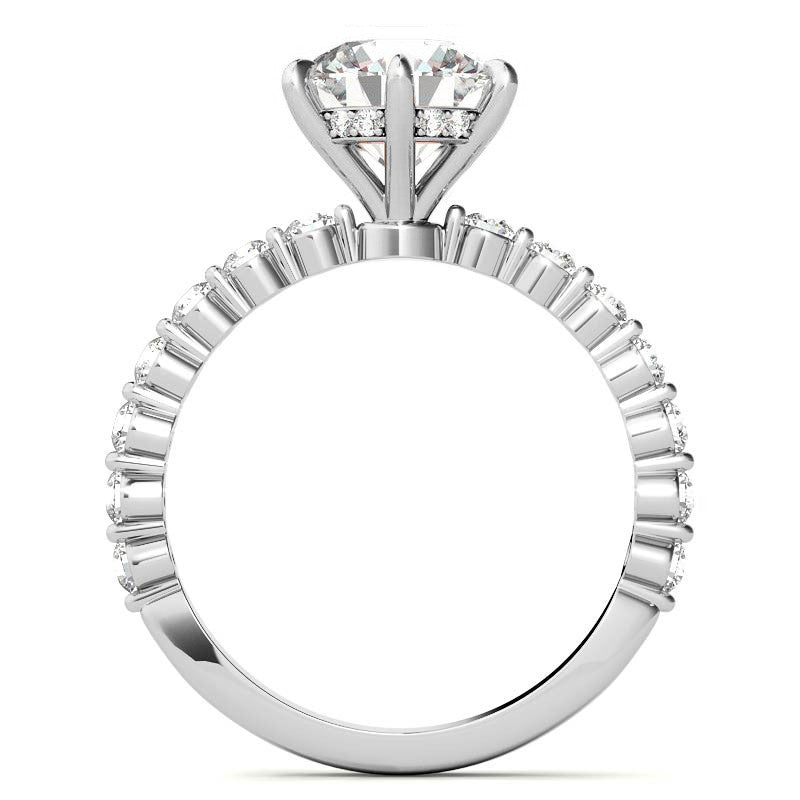 Single Prong Diamond Band & Moissanite Engagement Ring