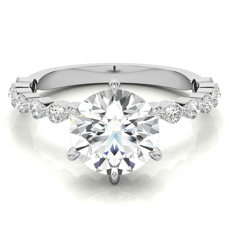 Single Prong Diamond Band & Moissanite Engagement Ring