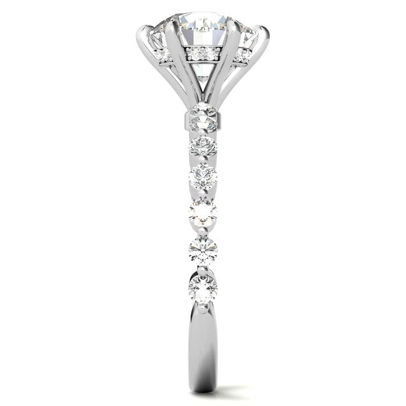 Single Prong Diamond Band & Moissanite Engagement Ring