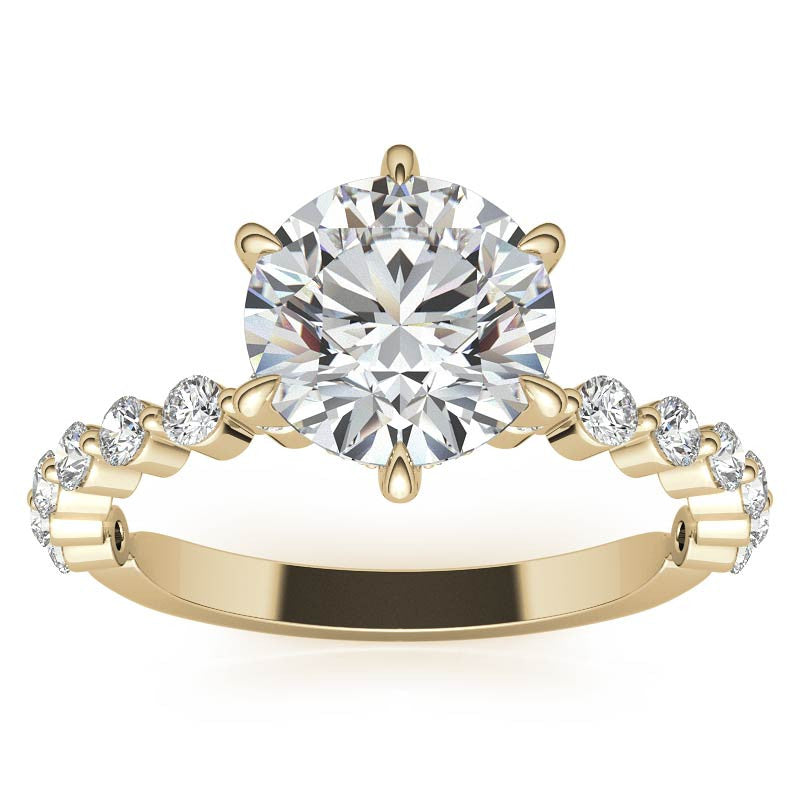 Single Prong Diamond Band & Moissanite Engagement Ring