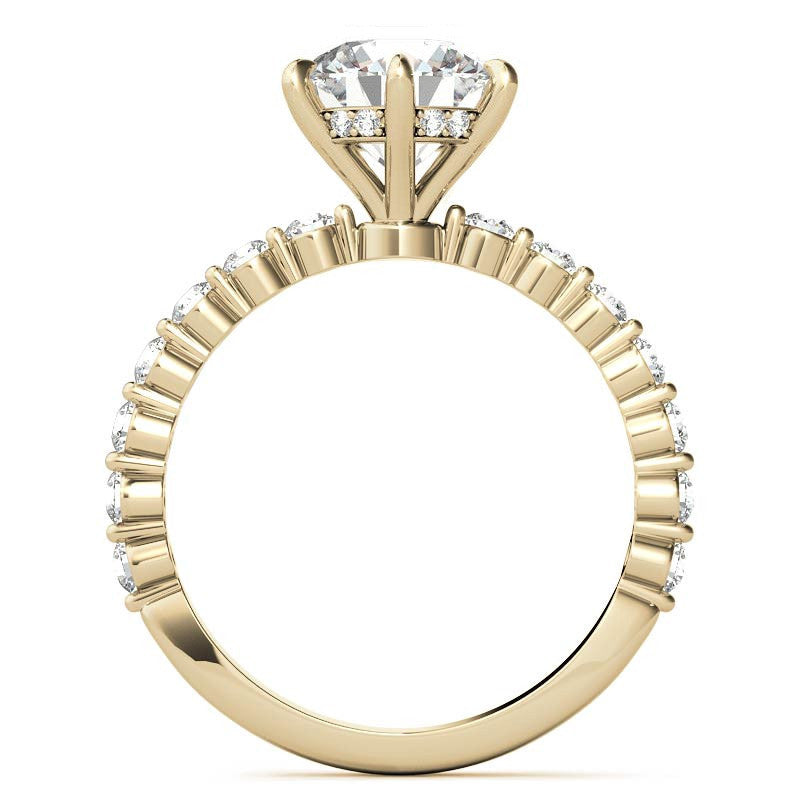 Single Prong Diamond Band & Moissanite Engagement Ring